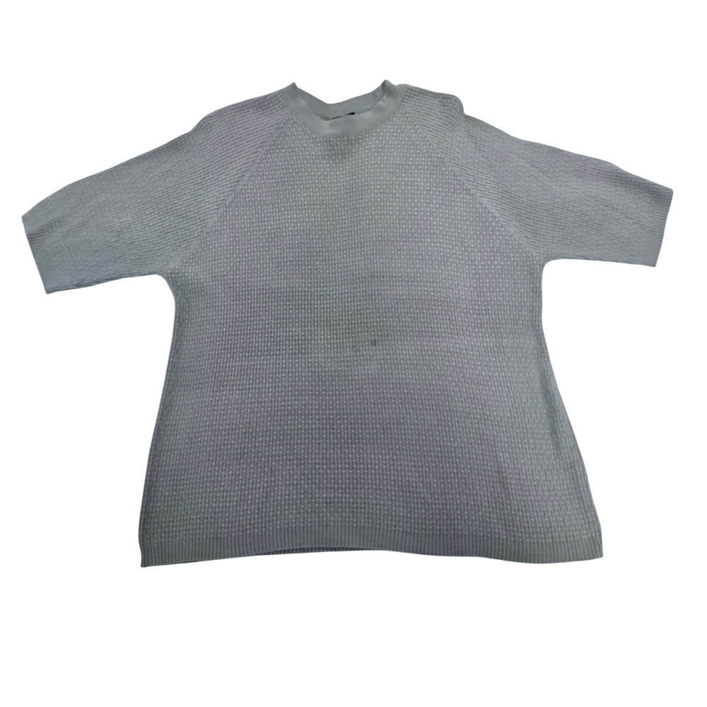 Kevo Gray Short Sleeve Knit‎ Sweater Top Women's Size L Silk Cotton Blend